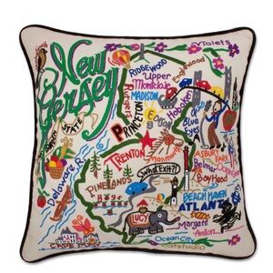 Cat Studio New Jersey Embroidered Pillow